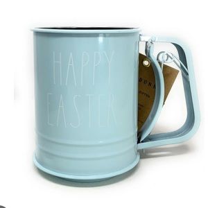 RAE DUNN Happy Easter Light Blue Flour Sifter with Happy Easter.